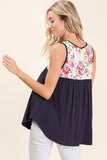 Monica Navy and Floral Sleeveless Top