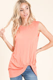 Tina Light Coral Sleeveless Top with Side Knot Detail