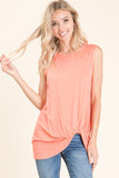 Tina Light Coral Sleeveless Top with Side Knot Detail