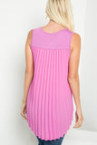 Sasha Sleeveless Solid Front Top with Pleated Back