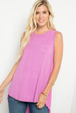 Sasha Sleeveless Solid Front Top with Pleated Back