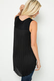 Sasha Sleeveless Solid Front Top with Pleated Back