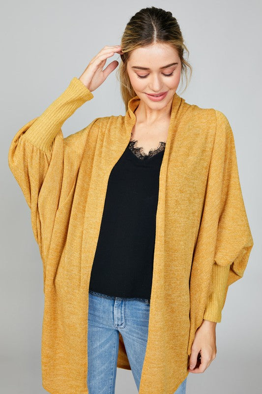 Mustard open front cardigan best sale