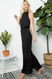 Lindsey Black Sleeveless Jumpsuit with Side Pockets