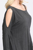 Maddie Charcoal One Side Open Shoulder Top