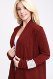 Susan Burgundy Color Block Open Front Cardigan