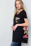 Sydney Short Sleeve Tunic Top with Floral Back