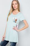 Sydney Short Sleeve Tunic Top with Floral Back