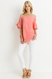 Kisten Short Sleeve Off the Shoulder Top with Tie Sleeve
