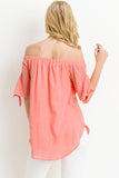 Kisten Short Sleeve Off the Shoulder Top with Tie Sleeve