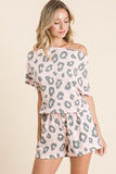 Rochelle Pink Leopard Print Loose Neckline Romper
