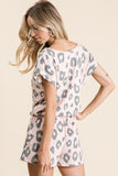 Rochelle Pink Leopard Print Loose Neckline Romper