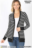 Rebecca V-neck, Striped, Snap Button Cardigan