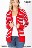 Rebecca V-neck, Striped, Snap Button Cardigan