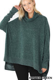 Renee Brushed Melange Cowl Neck Oversized Poncho Sweater