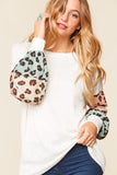Abigail Bubble Sleeve Top with Leopard Print