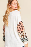 Abigail Bubble Sleeve Top with Leopard Print