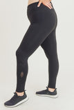 Black High Waist Leggings with Floral Cutout