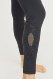 Black High Waist Leggings with Floral Cutout