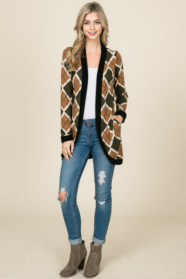 Printed open clearance front cardigan