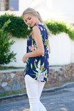 Emma Navy Floral Print Sleeveless Top