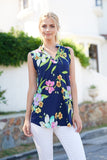 Emma Navy Floral Print Sleeveless Top