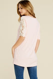 Sophia Three Quarter Sleeve Top with Crochet Detail