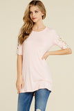 Sophia Three Quarter Sleeve Top with Crochet Detail