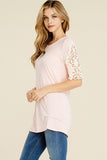 Sophia Three Quarter Sleeve Top with Crochet Detail