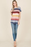 Abbie Multi-stripe Relaxed Fit Short Sleeve Top