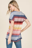 Abbie Multi-stripe Relaxed Fit Short Sleeve Top