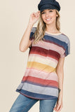 Abbie Multi-stripe Relaxed Fit Short Sleeve Top
