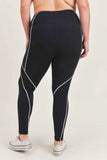 Black Splice High Waist Leggings with Contrast Seams