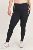 Black Splice High Waist Leggings with Contrast Seams