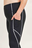 Black Splice High Waist Leggings with Contrast Seams