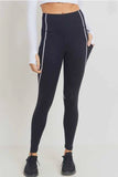 Black Splice High Waist Leggings with Contrast Seams