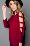 Stella Marled Three Quarter, Open Sleeve Sweater