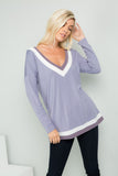 Vanessa Lavender Long Sleeve V-neck Top