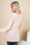 Leah Blush V-neck Tunic with Ruched Sleeve