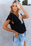 Charlotte Short Sleeve Blouse with Flutter Sleeve