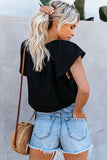 Charlotte Short Sleeve Blouse with Flutter Sleeve
