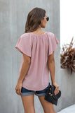 Charlotte Short Sleeve Blouse with Flutter Sleeve