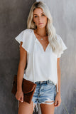 Charlotte Short Sleeve Blouse with Flutter Sleeve