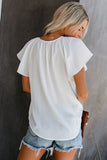 Charlotte Short Sleeve Blouse with Flutter Sleeve