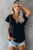 Charlotte Short Sleeve Blouse with Flutter Sleeve