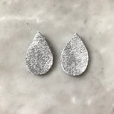 Silver Smoke Leather Earrings