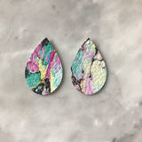 Pastel Marbled Faux Leather Earrings