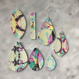 Pastel Marbled Faux Leather Earrings