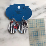 Floral and Striped Teardrop Faux Leather Earring