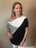 Micci Black, Gray, and Ivory Color Block Top